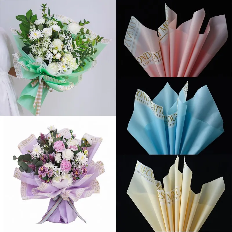Flower Bouquet Wrap Paper Korean Style Color Waterproof Alphabet
