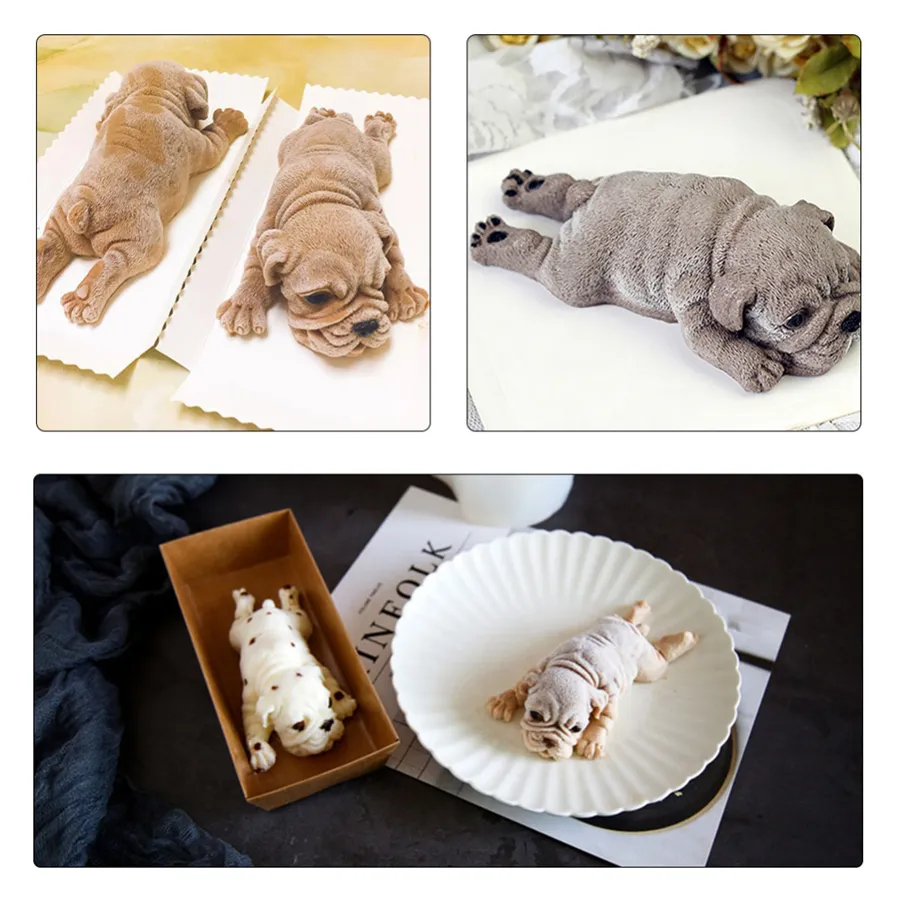 Cute Dog Highly Detailed Silicone Mold Mousse Cake 3D Shar Pei Mould Ice  Cream Jello Pudding Blast Chilling Tool Fondant Decoration 