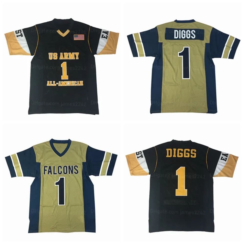 Anpassade Stefon Diggs 1# High School Football Jersey ed Eventuella namn nummerstorlek S-4XL broderi tröjor