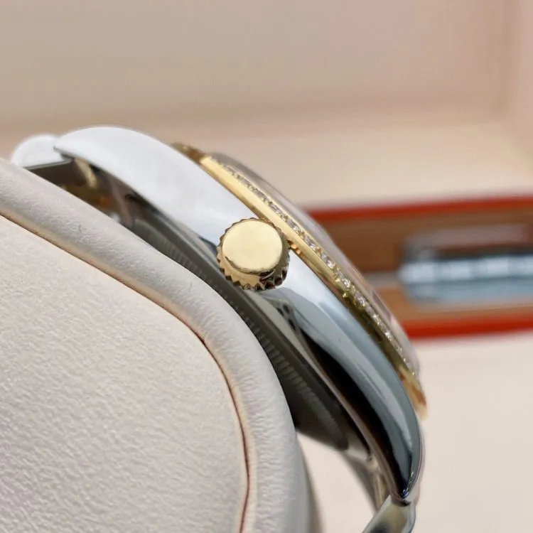 36 Gold Champagne Dial Diamond Watch 116243 Rostfritt stål 18K Pure Gold Factory Automatiska herrklockor2832