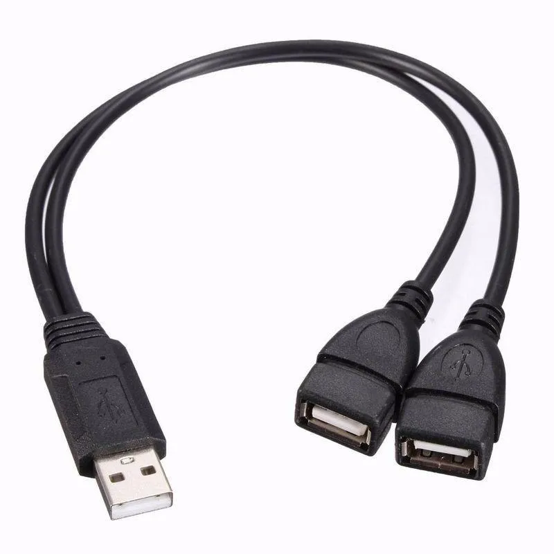 USB 2.0 A Hane till 2 Dual USB Hon Data Hub Strömadapter Y Splitter USB Laddningsströmkabel Sladd Förlängningskabel