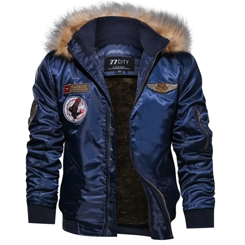 Casaco de bombardeiro militar de inverno Casaco masculino Air Force Exército Jaqueta Tática de Lã Lã de Lã para Capuz Parkas Capuz Pilot Coat M-4xl 201218