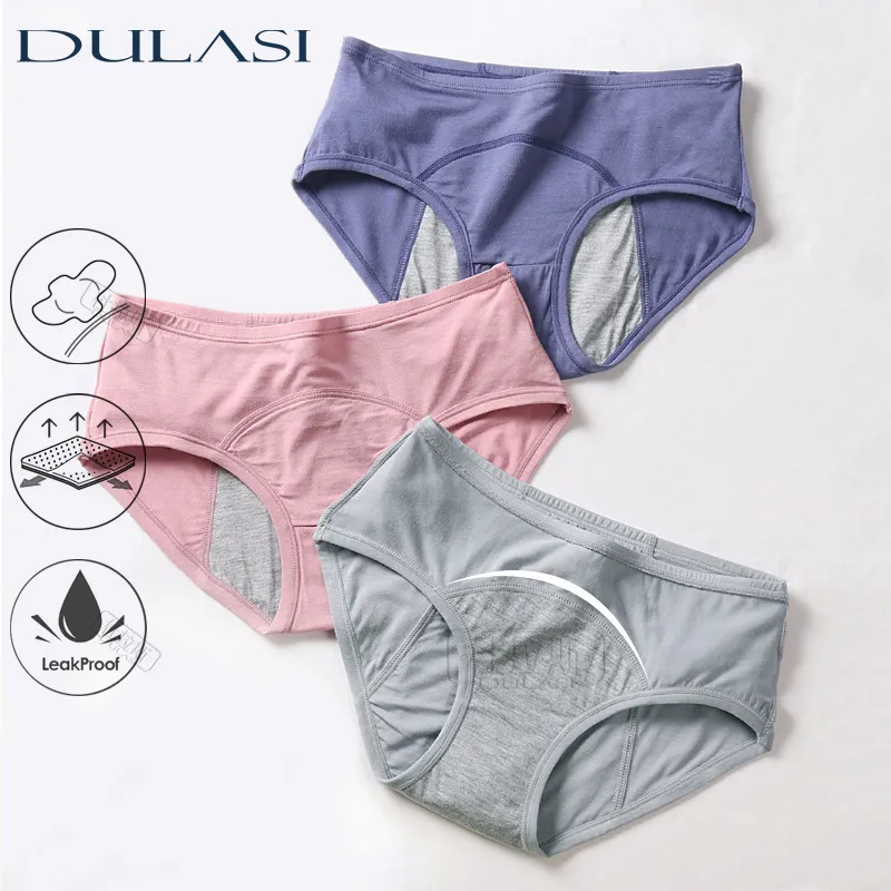 Dulasi Fuite Proof Menstrual Culotte Menstrual Pantalons Physiologiques Femmes Sous-vêtements Période Confort Coton Midge Midge Slip respirant 9063 201112