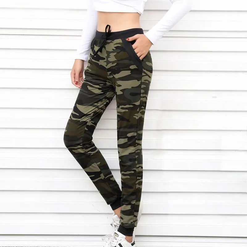 Womens Camouflage Pants Harem Sweatpants With Pockets, High Waist