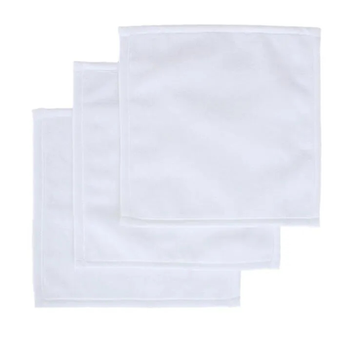 Sublimation Serviette Polyester Coton 30 * 30 cm Serviette Blanc Blanc Serviette Carrée DIY Impression Maison Hôtel Serviettes Doux Essuie-mains ZZC4168