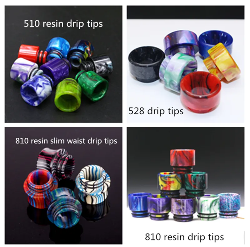 510/810/528 Epoxy Resin Drip Tips Wide Bore Mouthpiece Vape Drip Tips for TFV8 TFV12 Prince Atomizer
