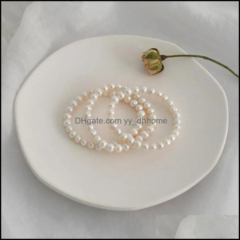 Charm Bracelets Natural Freshwater Pearl Bracelet For Girls Jewelry Women 2021 Trendy Simple 6-7mm Bead