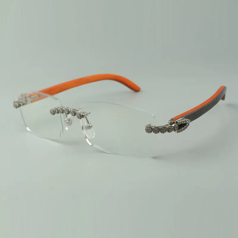 Дизайнерский букет алмазные очки кадры 3524012 с оранжевыми деревянными храмами для унисекса