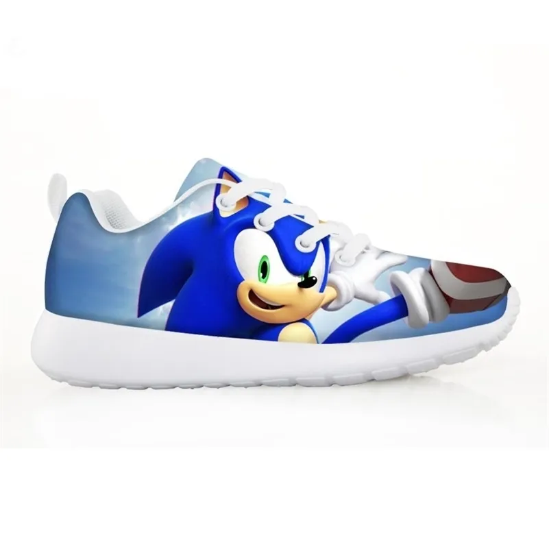 Custom Childres Skor Boys Fahion Sneakers för barn Tjej Sonic The Hedgehog Casual Lägenheter Andning Lace-up Skor Lättvikt 2020 LJ201202