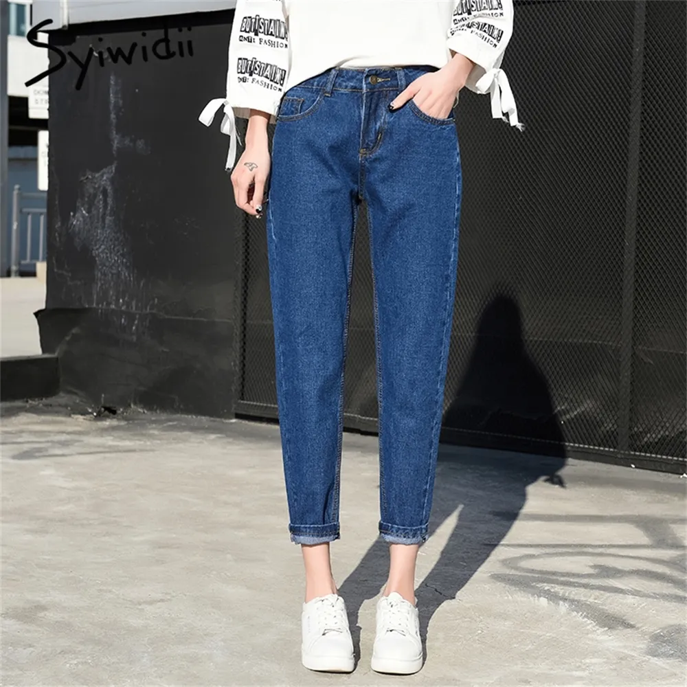 maman jeans bleu femmes pantalons en denim, plus la taille taille haute, plus la taille des jeans jeans boyfriend pour les femmes Sarouel High Street Cotton LJ200808