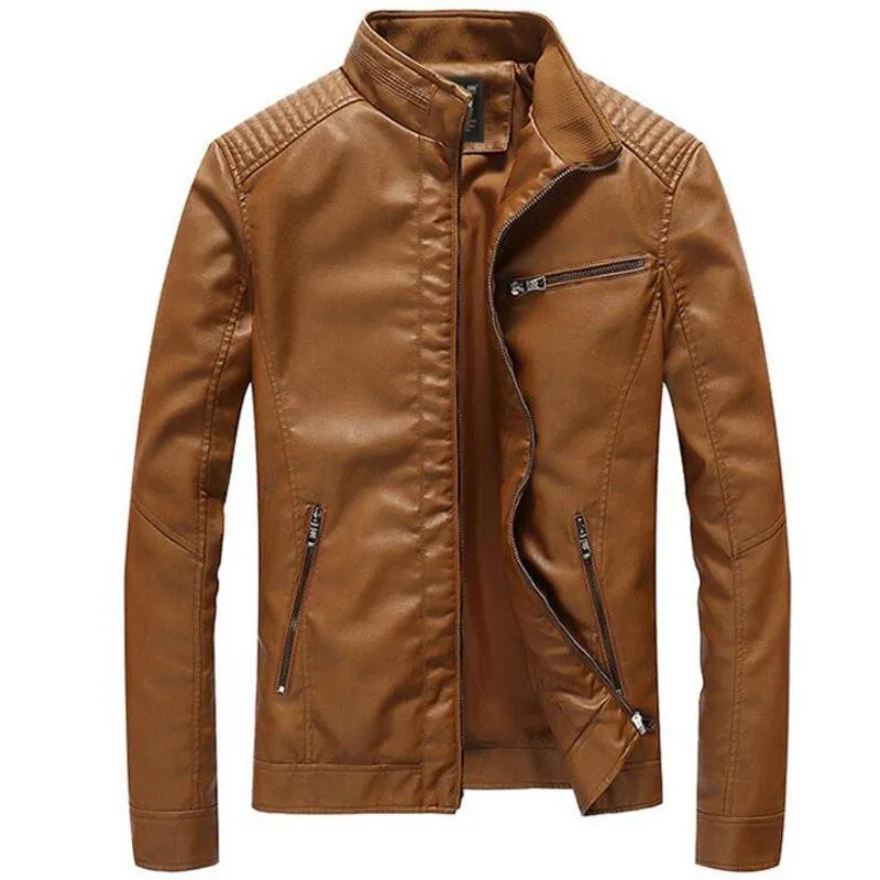 new designer New Leather Jackets Men's Outwear Casual Washed Biker Motorcycle Jacket Men Fashion Faux Leather Coats 5XL Jaqueta De Couro