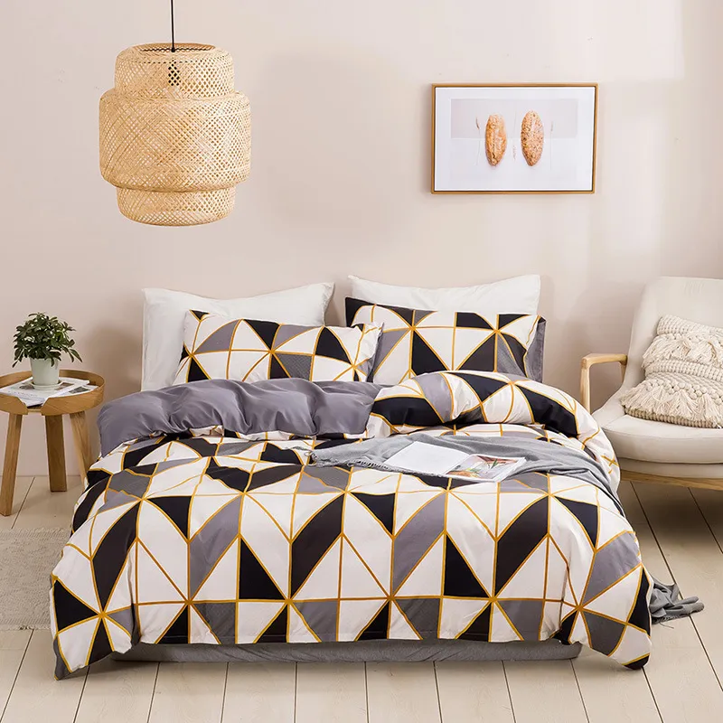 Ensemble de literie en treillis de style nordique Housse de couette King Size de haute qualité couette lit reine motif géométrique Quilt Set T200826