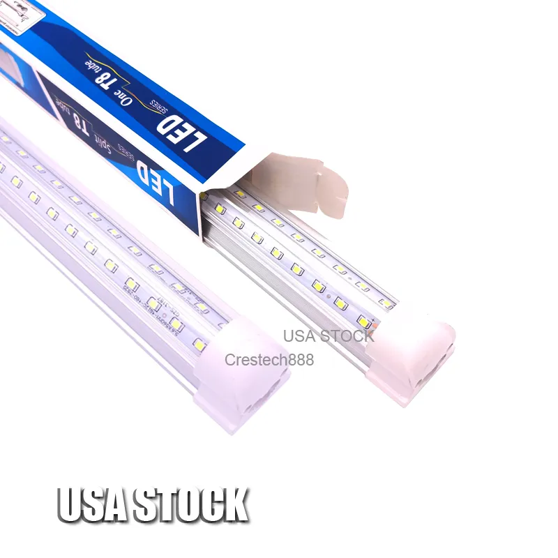 25PCS T8 LED Shop Light Fixture 4Ft 72W Tube Clear Lens Cover V Shaped Integrated Bulb Lamp Cooler Door Plug and Play