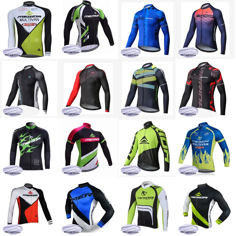 MERIDA Team Mens Cycling Winter Thermal Fleece Jersey Ropa Ciclismo Hombre  Invierno Long Cycling Jersey Maillot Mtb Clothing 102231 From 29,68 €