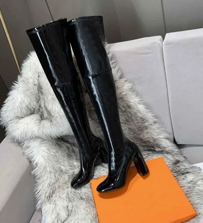 New Arrival H Womens High Heel 9CM Knee Real Leather Knight Winter Thigh-High Boots Size 35-41