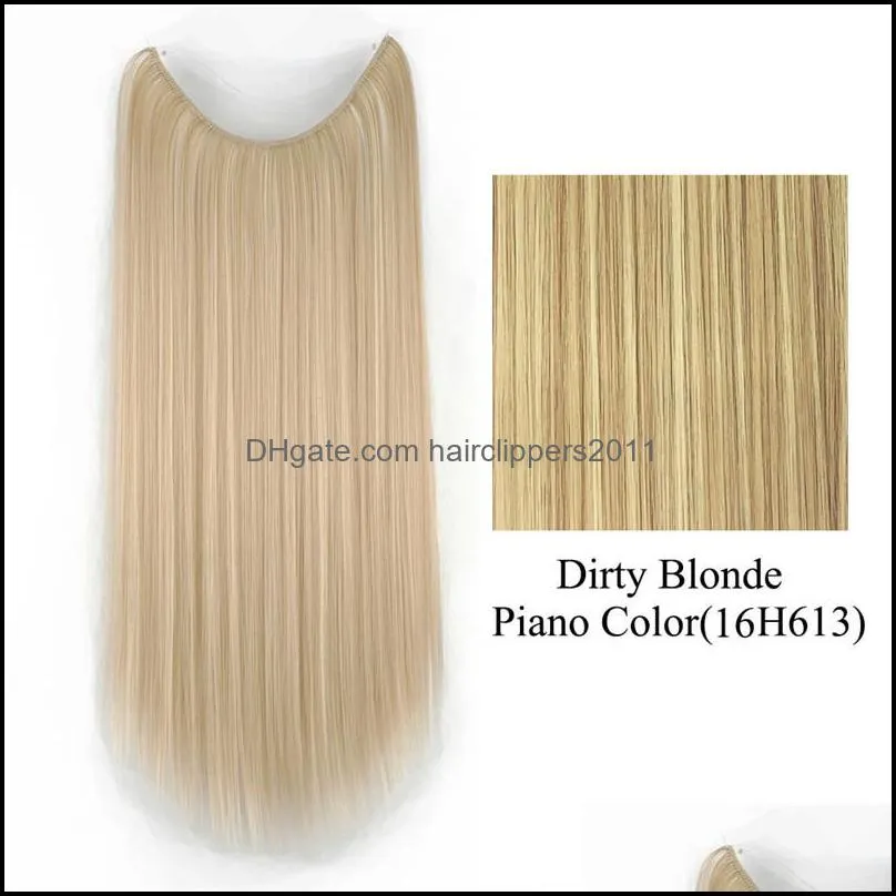 22 26 inches Straight Loop Micro Ring Hair Extensions Synthetic High Temperature Silk Weft 17 Colors FL015