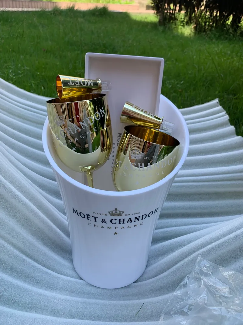 Tasse à Champagne en plastique pour Cocktail, armoire à vin, gobelet de galvanoplastie, seau à glace en plastique acrylique blanc, ensembles de boissons de fête à domicile 247S