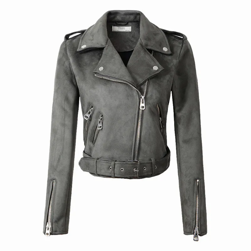 Faux suede biker jacket grey deals