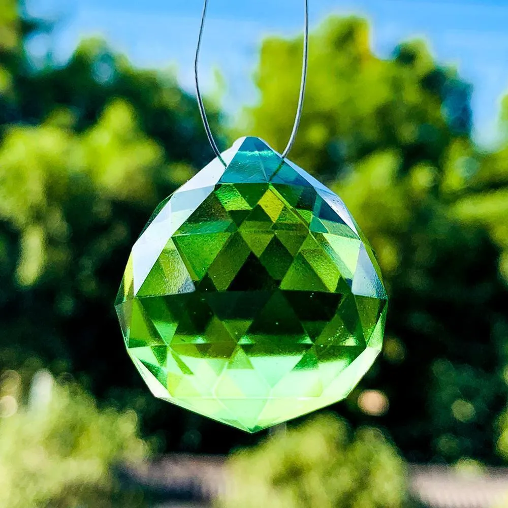 5 pezzi 30 mm cristallo verde Suncatcher lampadario pendente sfere sfaccettate sfere di vetro prisma arcobaleno creatore per la decorazione domestica di nozze H jllVYb