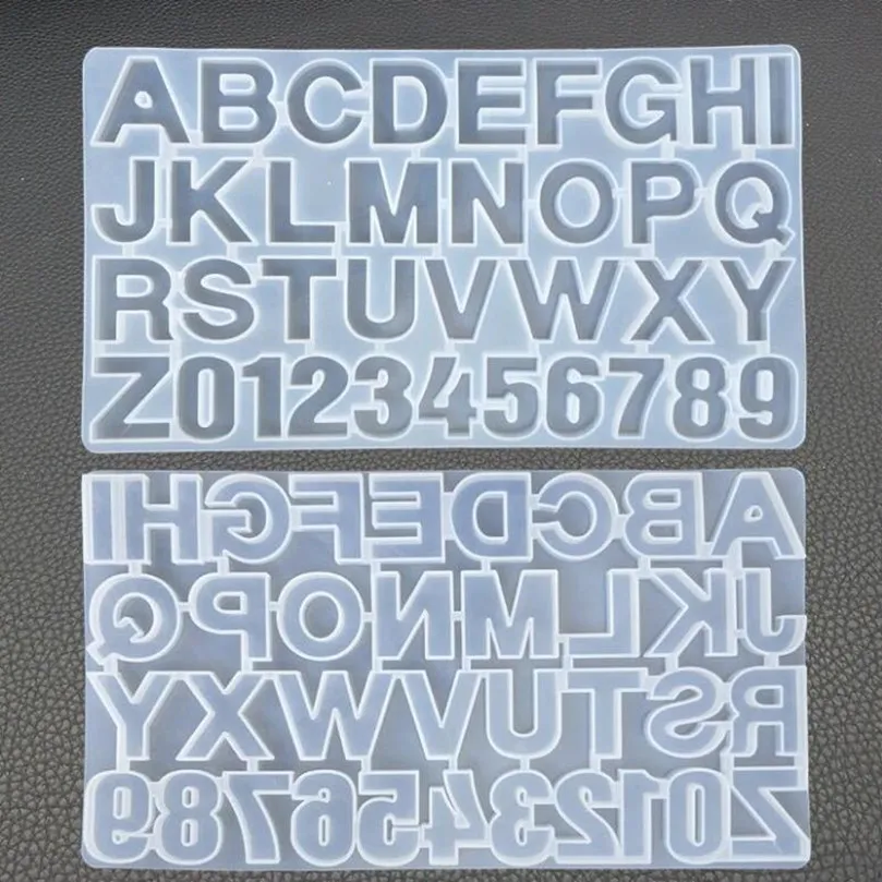 Moldes de resina de letras hacia atrás, moldes de silicona con  números del alfabeto para resina, moldes epoxi para hacer llaveros de  joyería, kit de moldes de fundición de bricolaje para