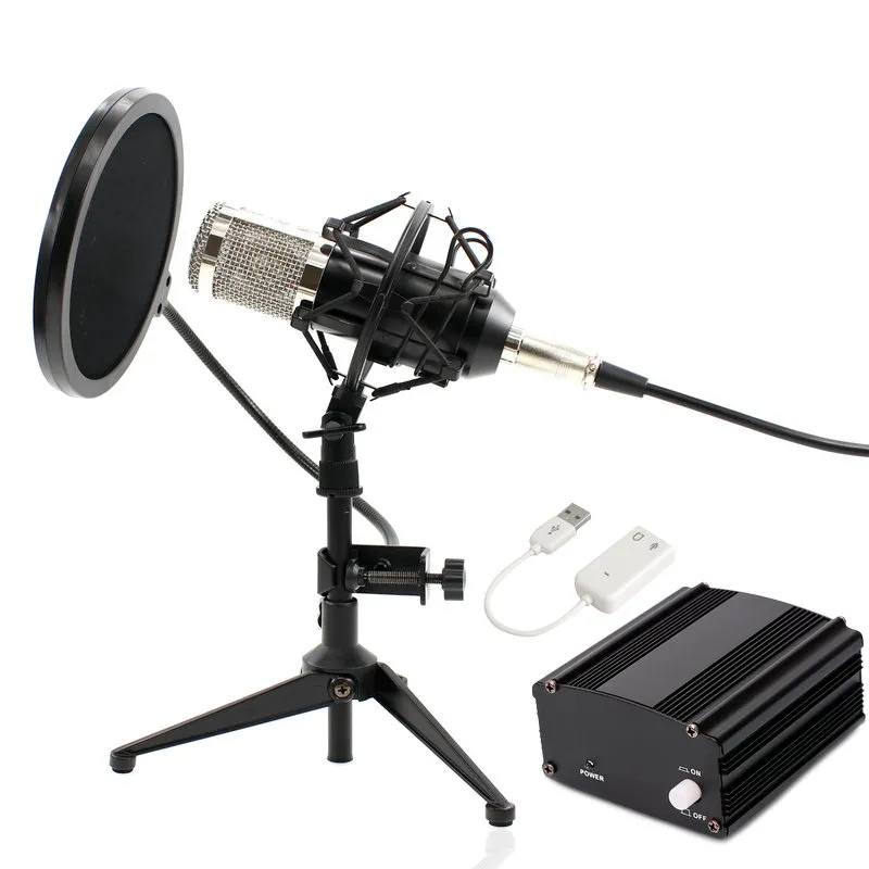Micrófono de ordenador BM800 micrófono de Karaoke de sonido de condensador con cable con trípode de Metal para grabar micrófono de BM-800 de Braodcasting