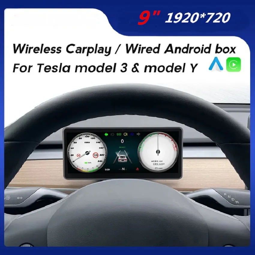 Tesla Model 3 모델 Y 디지털 자동차 대시 보드 헤드 업 디스플레이 클러스터 Carplay Tesla HUD 전력 속도 디스플레이 용 Android Auto