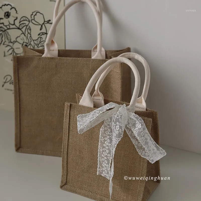 Storage Bags Non-Printed Style Jute Bag Niche High Sense Eco-friendly Large Capacity Canvas