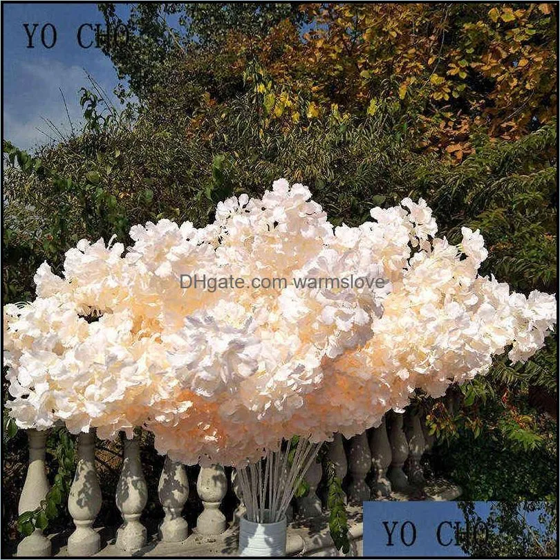 Gifts for women 90cm Silk Hydrangea White Branch Drifting Snow Gypsophila Artificial Flowers Cherry Blossoms Wedding Arch Decorate Fake flower