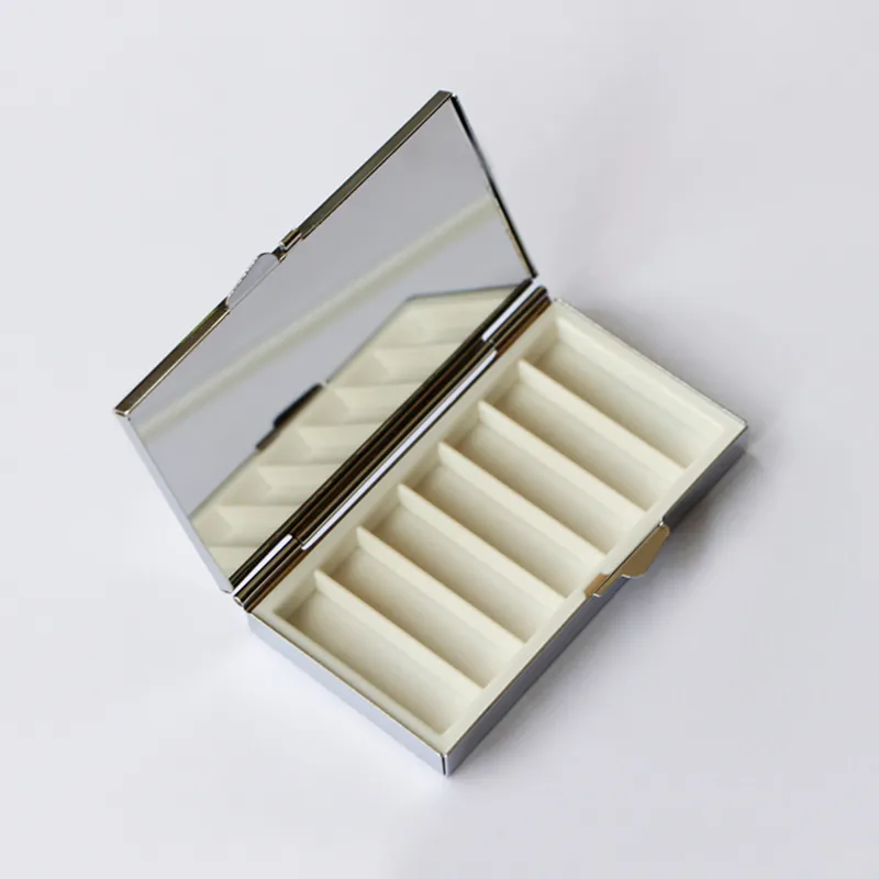 Vierge Rectangle Pill Boîte à pilules métalliques Grilles de conteneur mini-boîtier de voyage portable