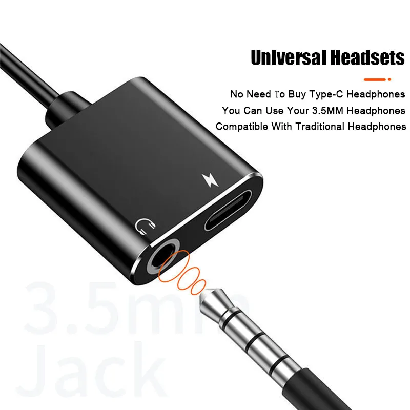 2 in 1 Tip C Hoofdtelefoon AUX Ses Splitter Adaptörü Xiaomi Huawei Samsung USB C Tot 3.5mm Jack Oortelefoon Opladen Converter