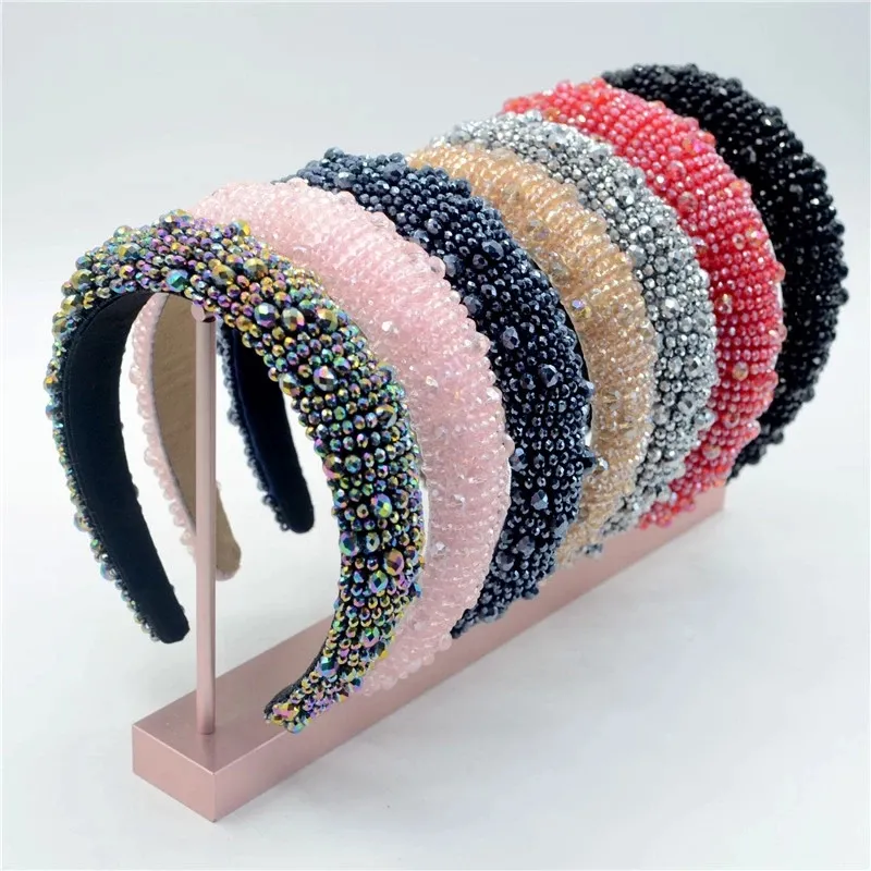 Luxe nieuwe Bejeweled gevoerde hoofdbanden Mode Luxe Rhinestones Spons Haarbanden voor Vrouwen Sparkly Novy Headbands