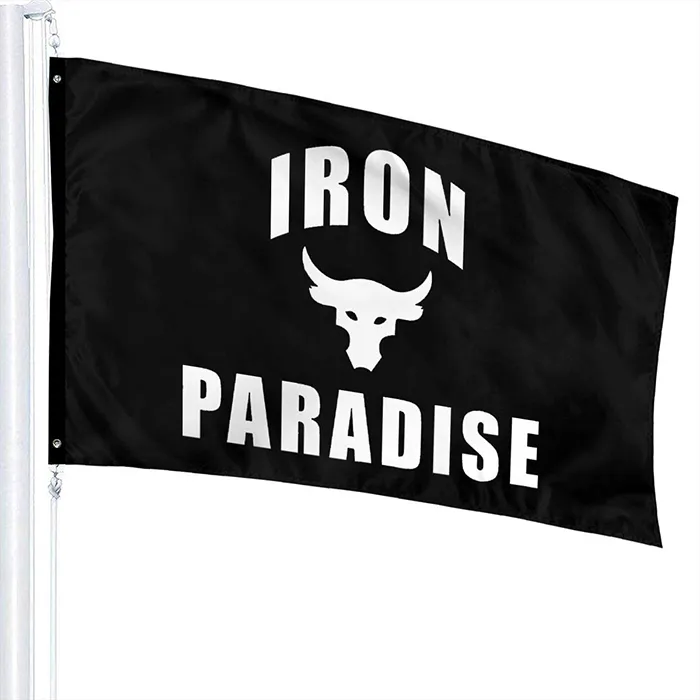 Iron Paradise Flags 3x5ft Sports Club Outdoor Indoor Custom 3X5FT Imprimé Polyester Double Couture avec œillets en laiton