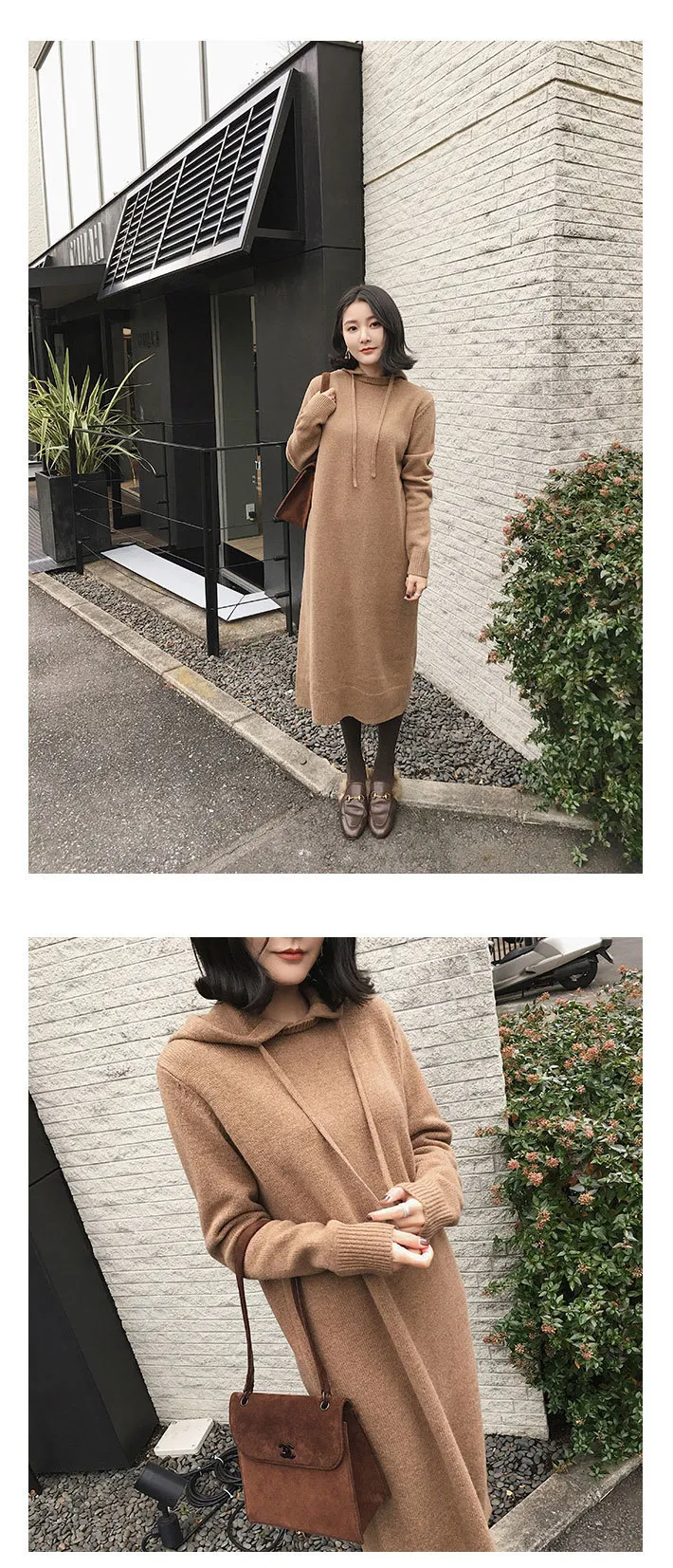 WAVSIYIER loose jumper dress women chiffon mid-calf autumn warm sweater  dress with cowl neck and ruffles from Dhgate Basic & Casual Dresses - price  62.57