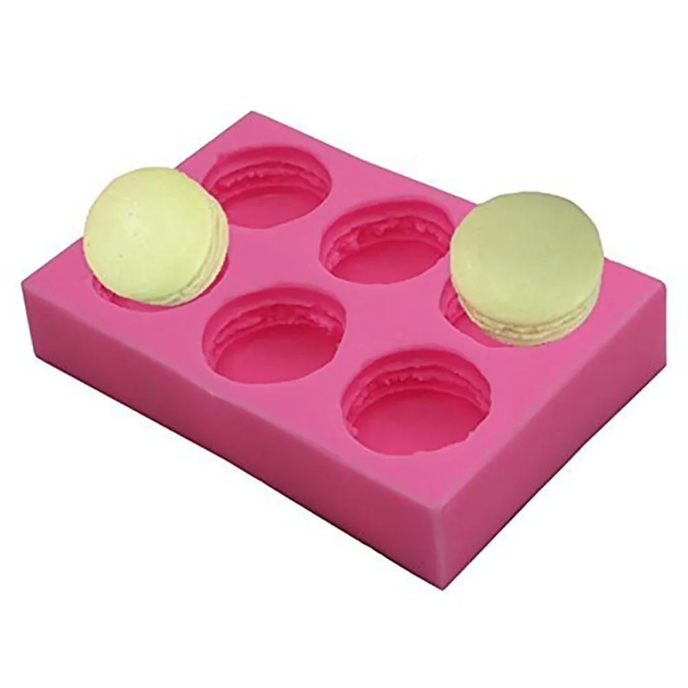 1pcs 6 hål hamburger silikon tårta mögel 3d macaron mögel tvål mögel tårta dekorera verktyg choklad mögel bakning verktyg tårta verktyg t200703