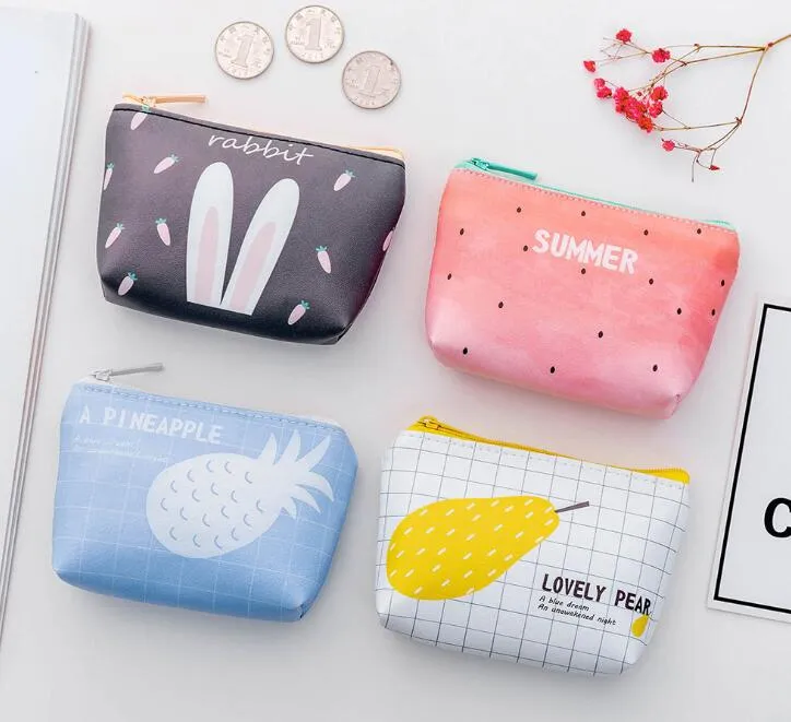 Ny söt myntväska kaninöron färsk liten förändring lagringsäck Barnkvinnor Key Bag Fashion Baby Zipper Pouch Förvaringsväskor