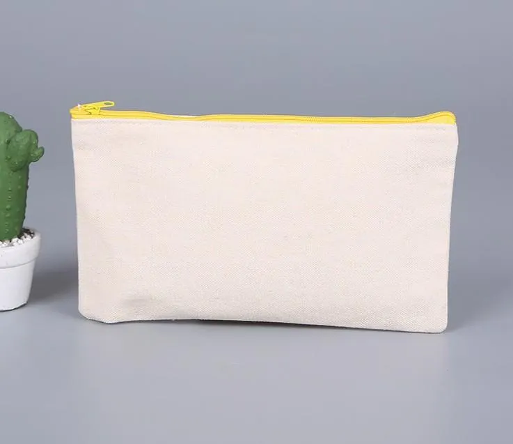 Sublimation Blank Cosmetic Bags Canvas Zipper Pencil Cases Customized Women Makeup Bag Fashion Handbag Pouchs