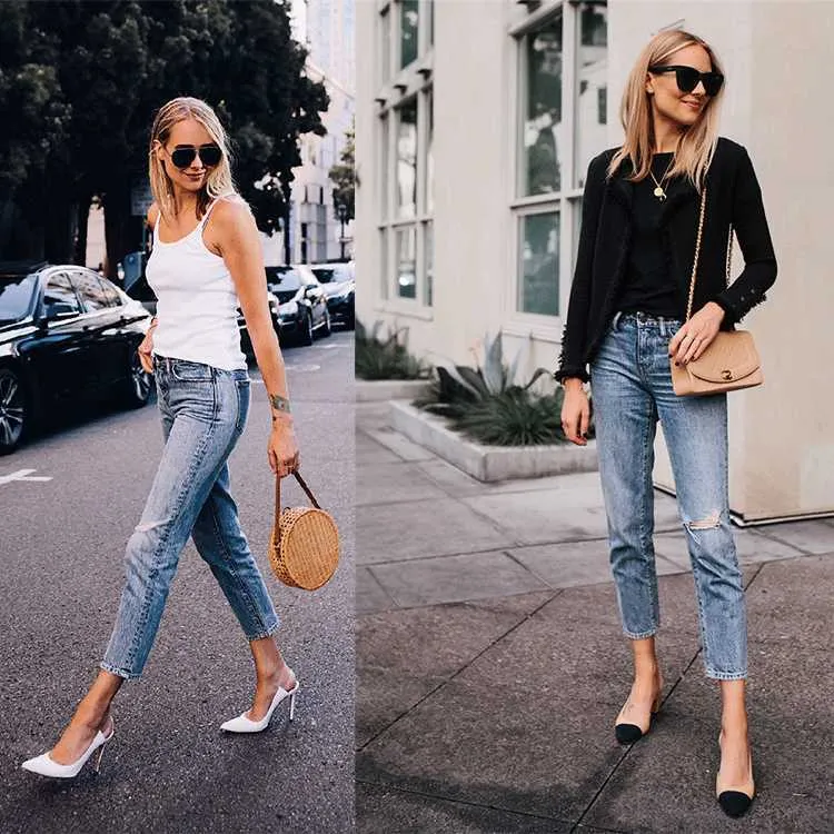 Jeans femme français TK ~ 2020 printemps et été style compte bas élastique soie taille haute tube droit jean neuf Leggings femmes