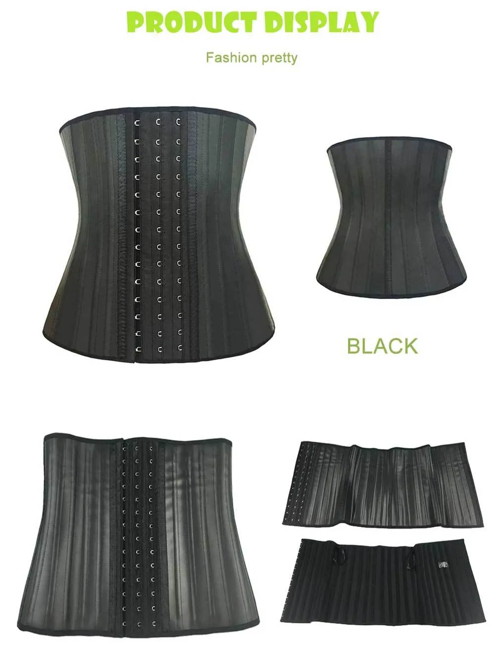 NB1309-2 Atbuty 25 Steel Boned Waist Trainer Corset Latex Waist Cincher Workout Shapewear 3 Rows Hooks Body Shaper Slimming Underwear (6)