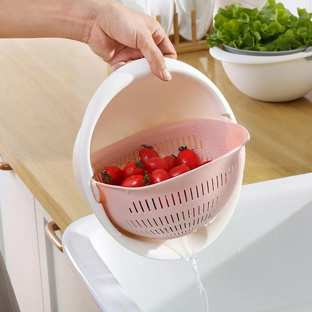 Kitchen Strainer Basket Double Drain Plastic Rice Washing Colander for ...