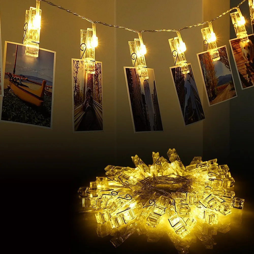 Photo Clip Holder LED String lights For Christmas New Year Party Wedding Home Decoration Fairy lights Battery (18)