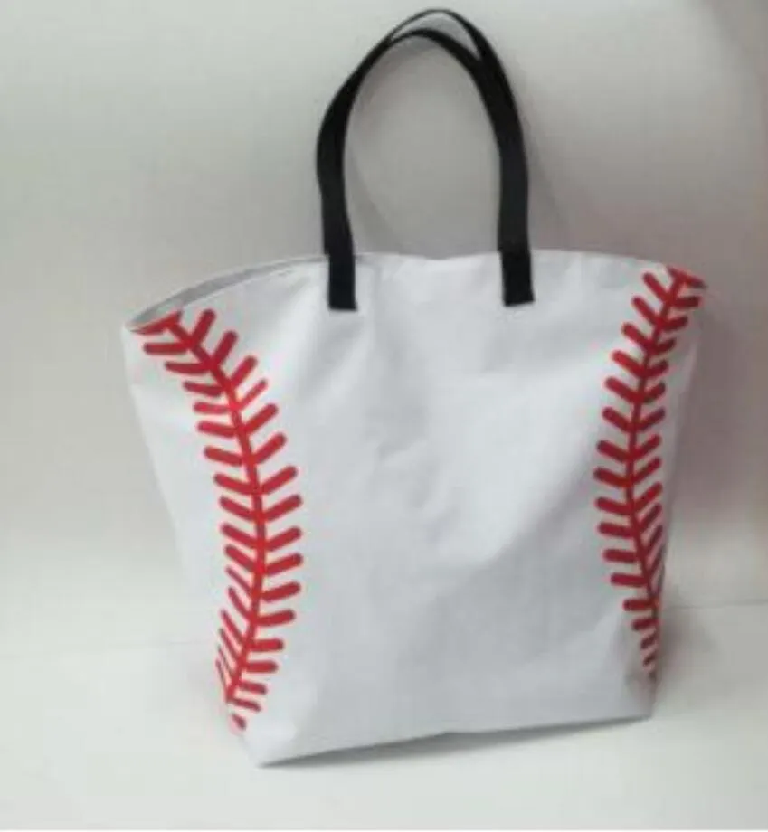 2021 spedizione gratuita borsa oxford bianca borsa a tracolla oversize da baseball con manico in rete, stampe sportive borsa tote tela sport viaggio spiaggia per donna