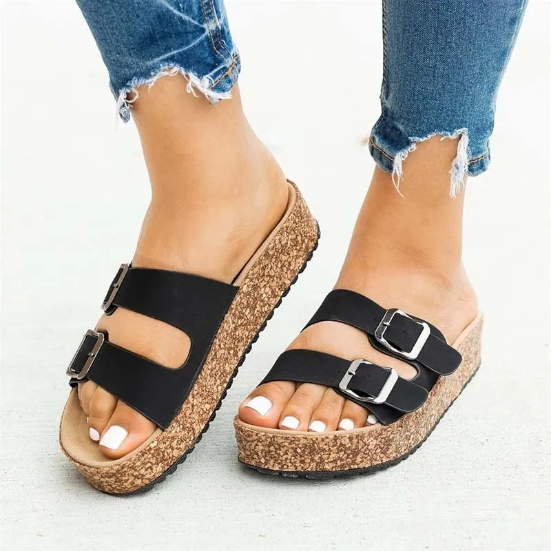 Women Sandals 2020 Fashion Summer Shoes Women Flat Sandals Plus Size 43 Low Heels Sandalias Mujer Soft Flats Beach Shoes Female Q1204