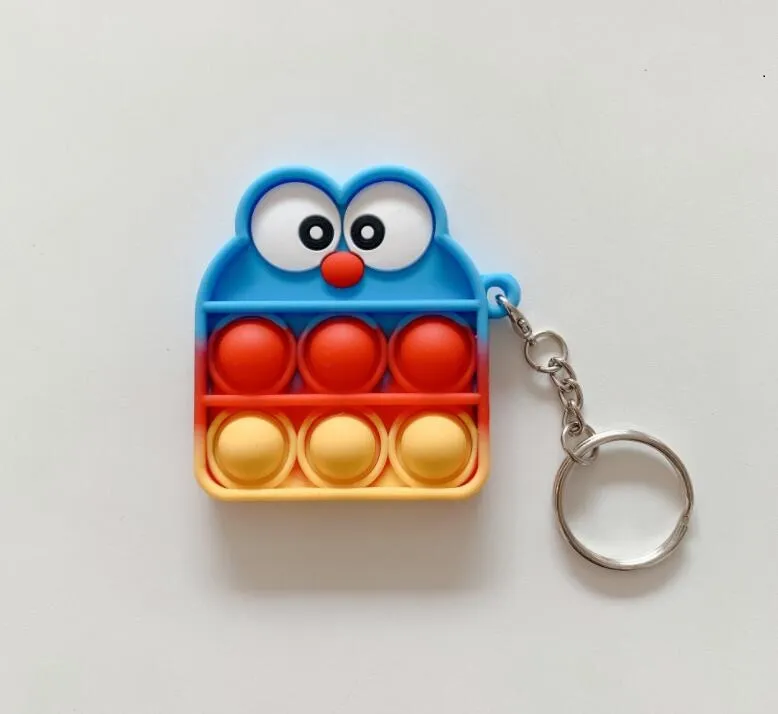 Högkvalitativ barn Vuxen Push Bubble Fidget Sensory Toy Key Ring Pedagogiska Anti-Stress Toys Decompression Keychain