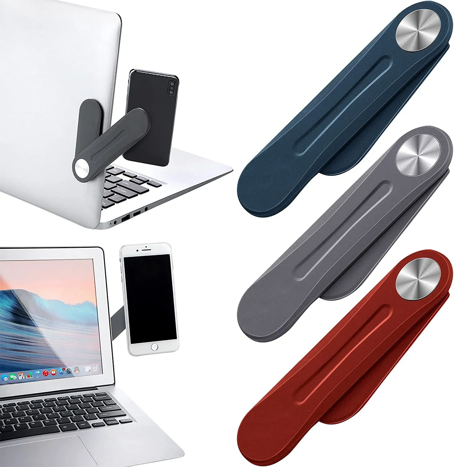 3 Pieces Magnetic Laptop Phone Holder Adjustable Side Mount Clip for Laptop Expansion Stand for Smartphone, Office and Home Enjoying Dual Screen at The Same Time