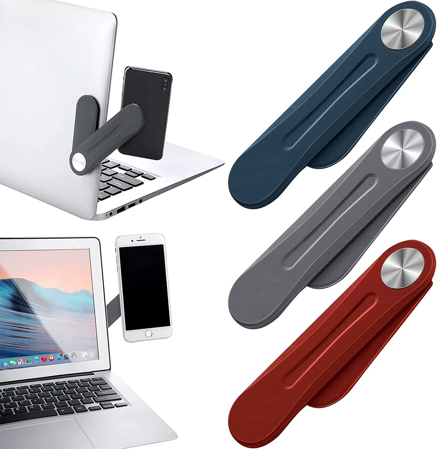 3 Stuks Magnetische Laptop Telefoon Houder Verstelbare Side Mount Clip voor Laptop Expansion Stand voor smartphone, kantoor en thuis genieten van dual-scherm op hetzelfde moment