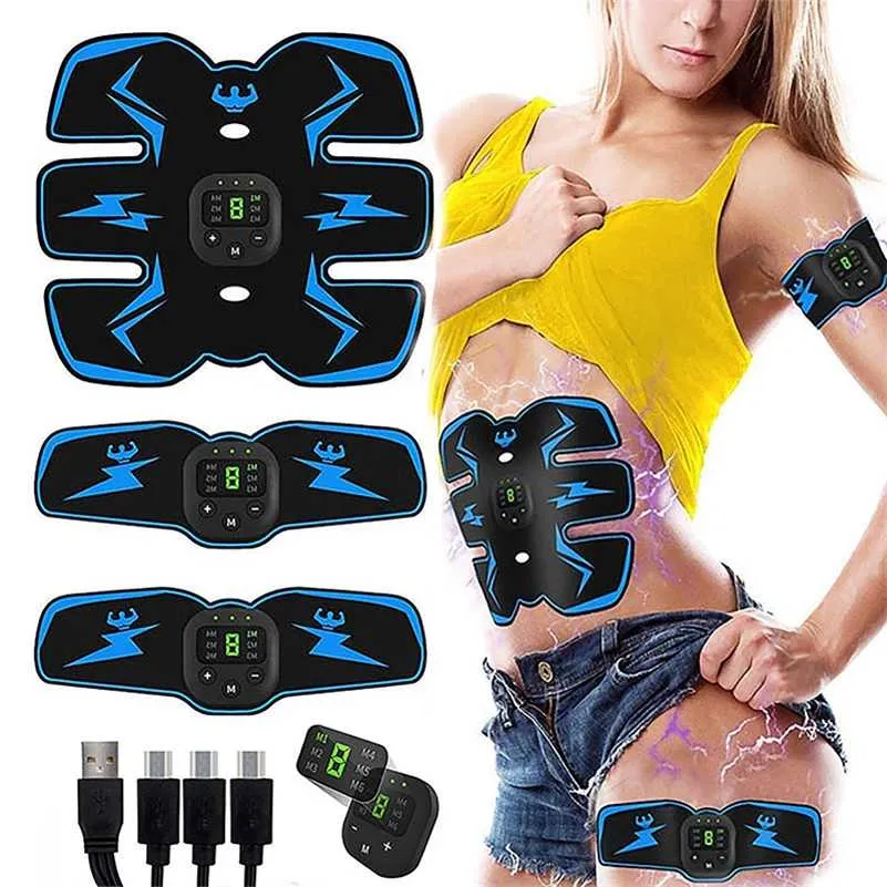 Abdominal Muscle Stimulator Trainer EMS Abs Wireless Leg Arm Belly Exercise Electric Simulators Massage Press Workout Home Gym 220111