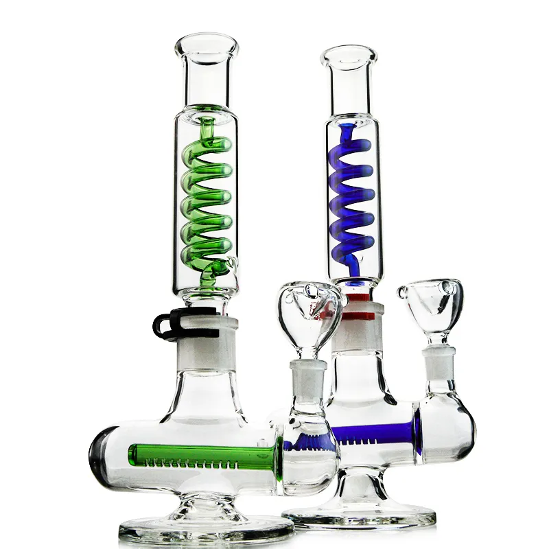 Inline Perc Condenser Coil Hookahs Diffused Downstem Beaker Bong Water Pipe Freezable With Glass Bowl and A Fixing Clip No. 29 Oil Dab Rigs 14.5mm Female Joint ILL06-07