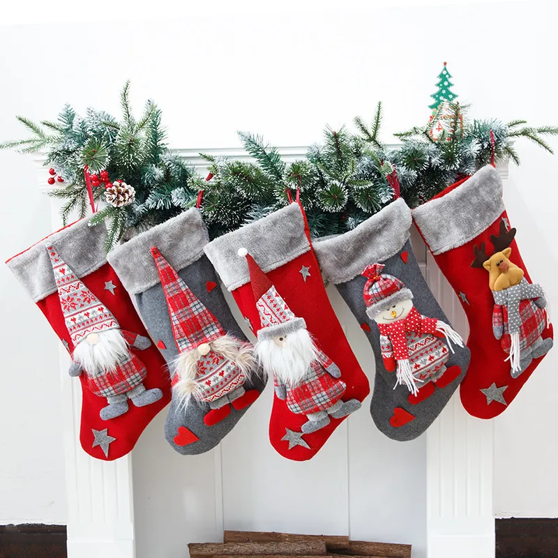 Bonne année Bas de Noël Exquisite Cadeau Candy Sac pour l'arbre de Noël Décor Décoration Accessoires Natal Grossiste