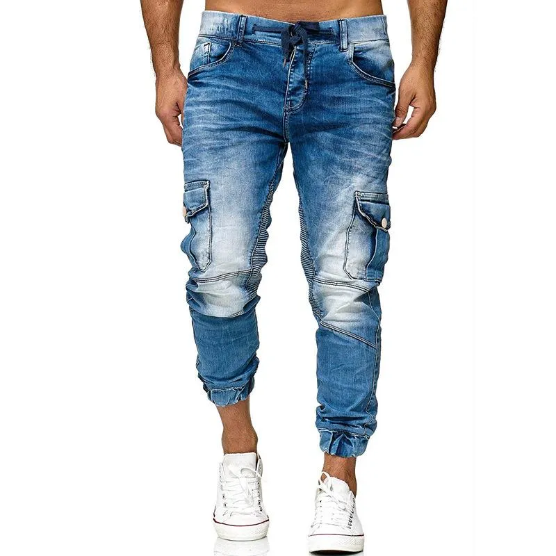 Jean Cargo à poches multiples pour homme, Pantalon surdimensionné en Denim délavé à l'eau, nouvelle tendance printemps 2021, Homm326x