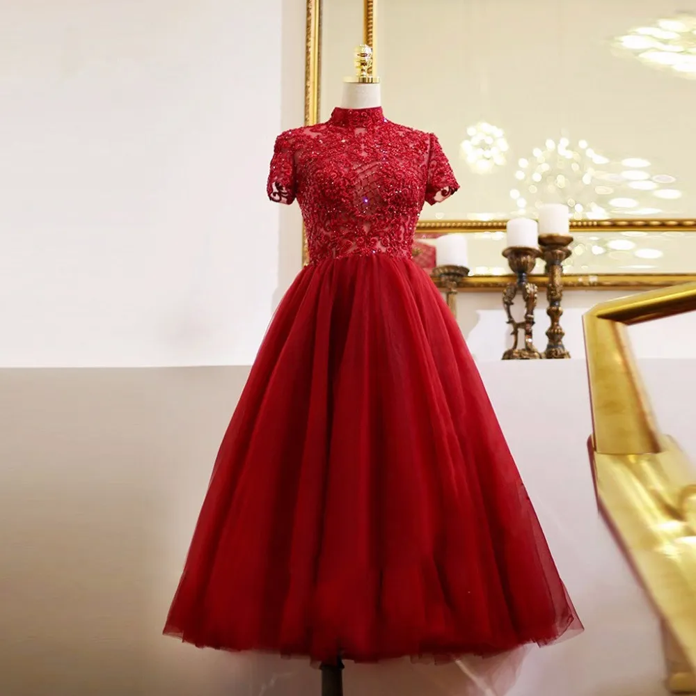 red tea length formal dress Wine Red Ruched A-Line Slip Midi Dress & Reviews - Wine Red - Dresses